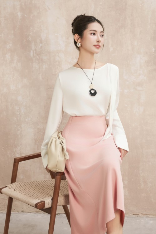 Sixdo White Silk Blouse